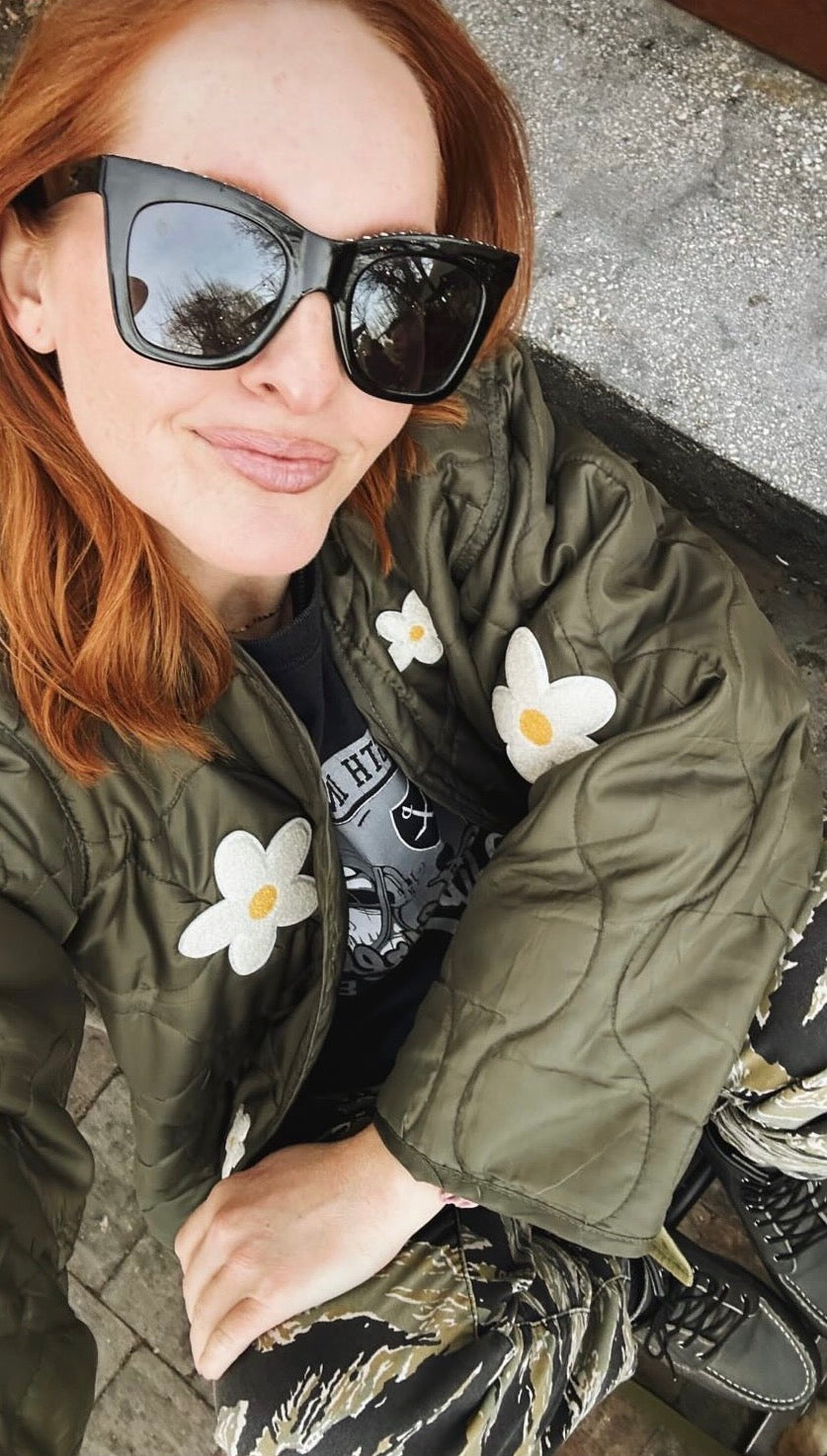 LINER JACKET-  DAISY CHENILLE PATCHES - COYOTE